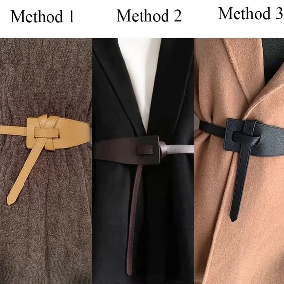 NWT Tan Wrap Coat Belt Vegan Leather O/S - Picture 2 of 10